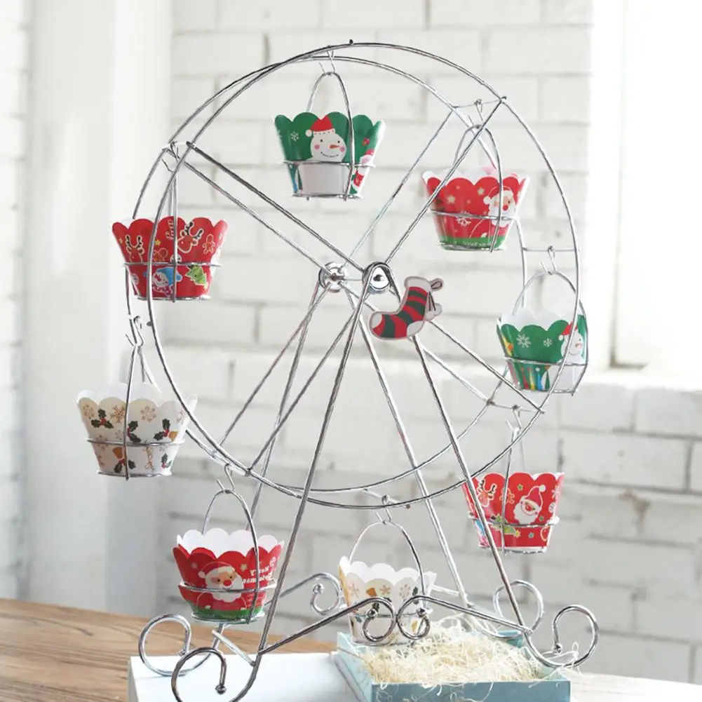

Party Rotatable Pastry Cupcake Holder 8 Cups Supplies Cake Stand Ferris Wheel Home Kitchen Cupcake