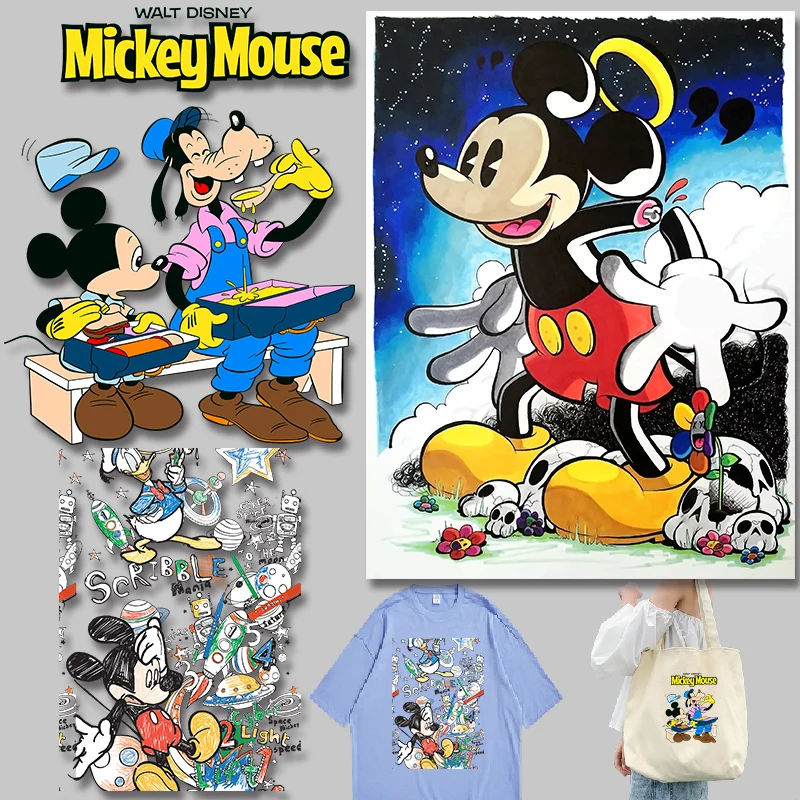 Термотрансферная нашивка Disney Мир Приключений Микки Мауса ПВХ с принтом утюгом