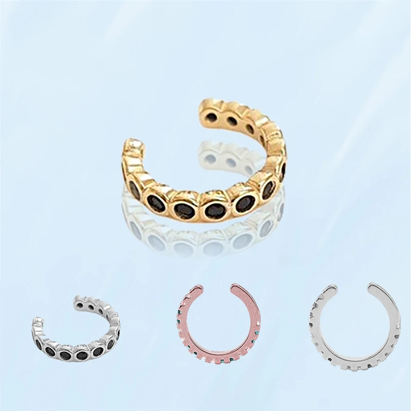

Women Fine Luxury Round Earrings Vintage Fashion Clip Ear Bone Ring Korean Temperament Simple Earring Female Jewelry Accessories