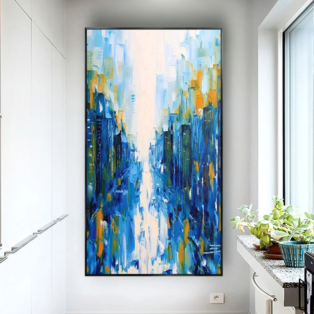 

Abstract Blue Modern Style Canvas Oil Painting Nordic 100%Hand-Painted Wall Hang Art For Living Room Home Decor Artwork No Frame