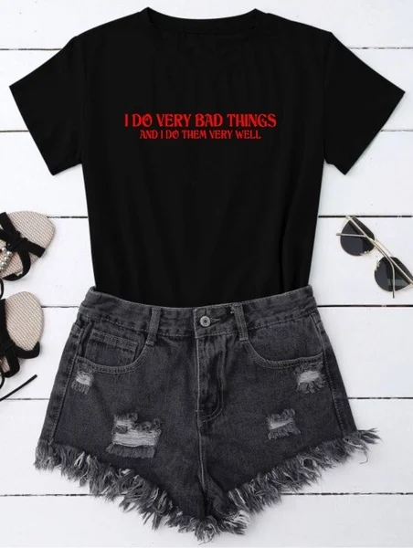 Я делаю очень плохие вещи и я их хорошо унисекс забавная футболка Tumblr модные