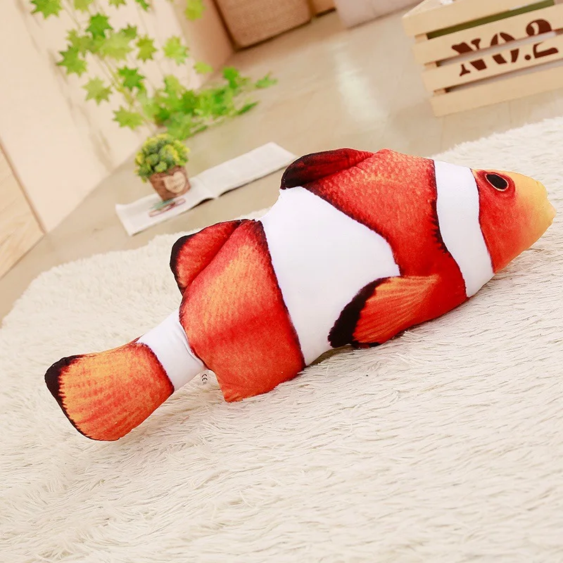 Clownfish Мягкая Плюшевая креативная 3D игрушка для кошек в форме карпа, кошачья мята, мягкая подушка, кукла, имитация рыбы, игрушка для домашних животных - Цвет: Clownfish