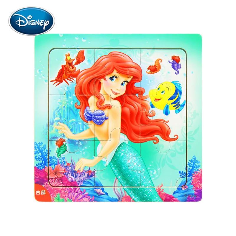 Disney 9 шт/16 шт Белоснежка/София/Микки Минни/замороженная Романтика деревянная коробка головоломка 2-3-4-5 лет детская головоломка