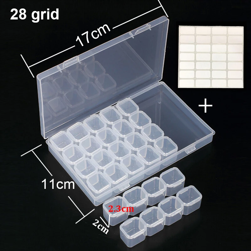 

Коробка для алмазной вышивки, 28 отделений, Алмазный чехол, прозрачные пластиковые бусины, дисплей, коробки для хранения