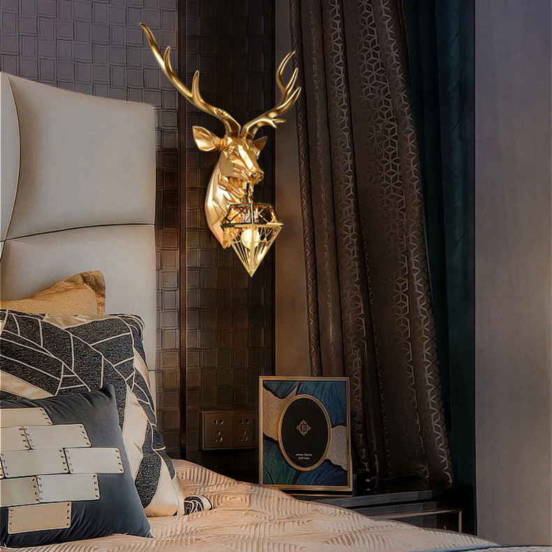 

Скандинавская полимерная настенная лампа с рогами, современный американский Ретро светильник в виде оленя, лампа для гостиной, спальни, при...