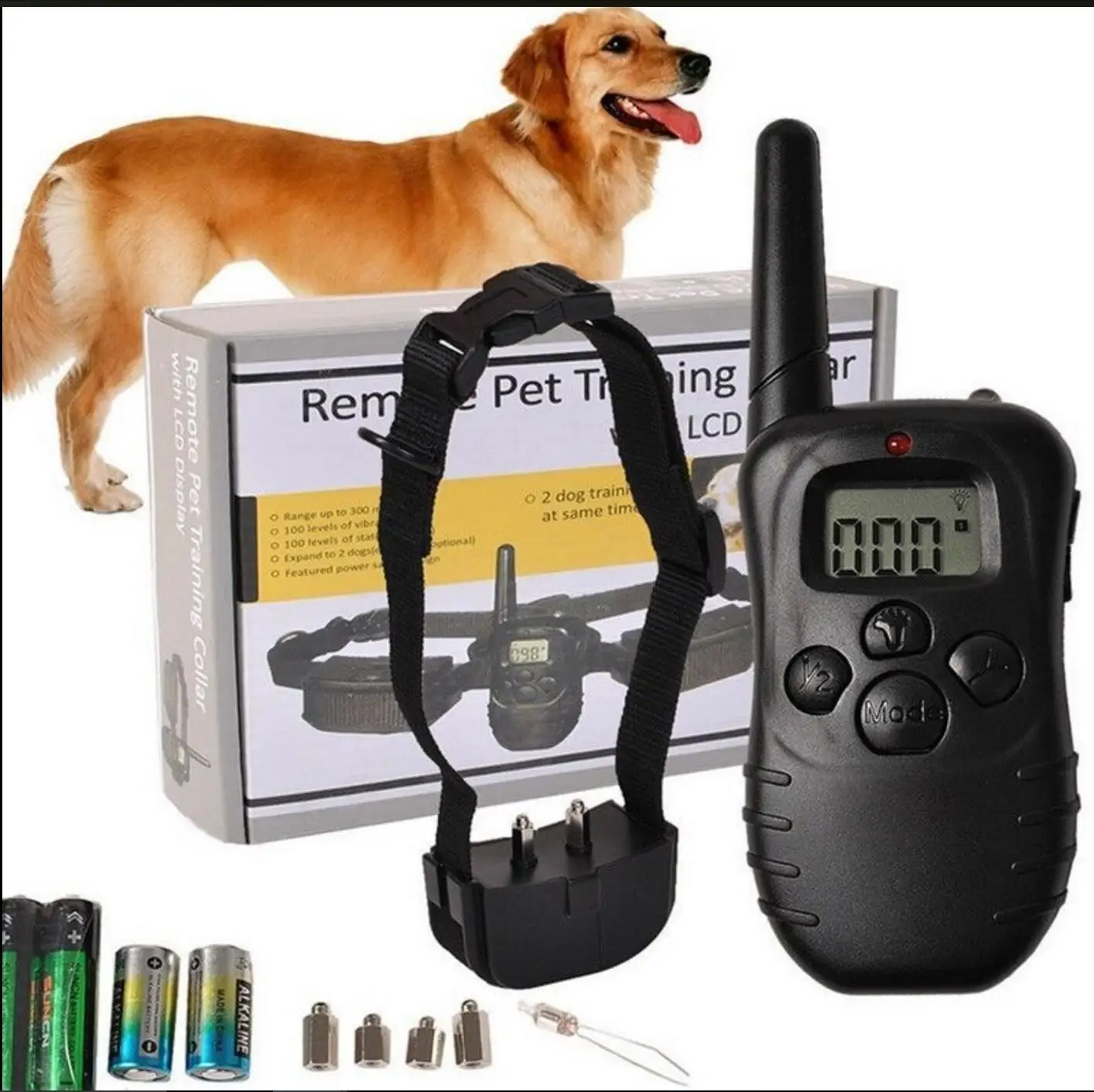Ошейник для дрессировки собак с вибрацией и ударом пультом дистанционного