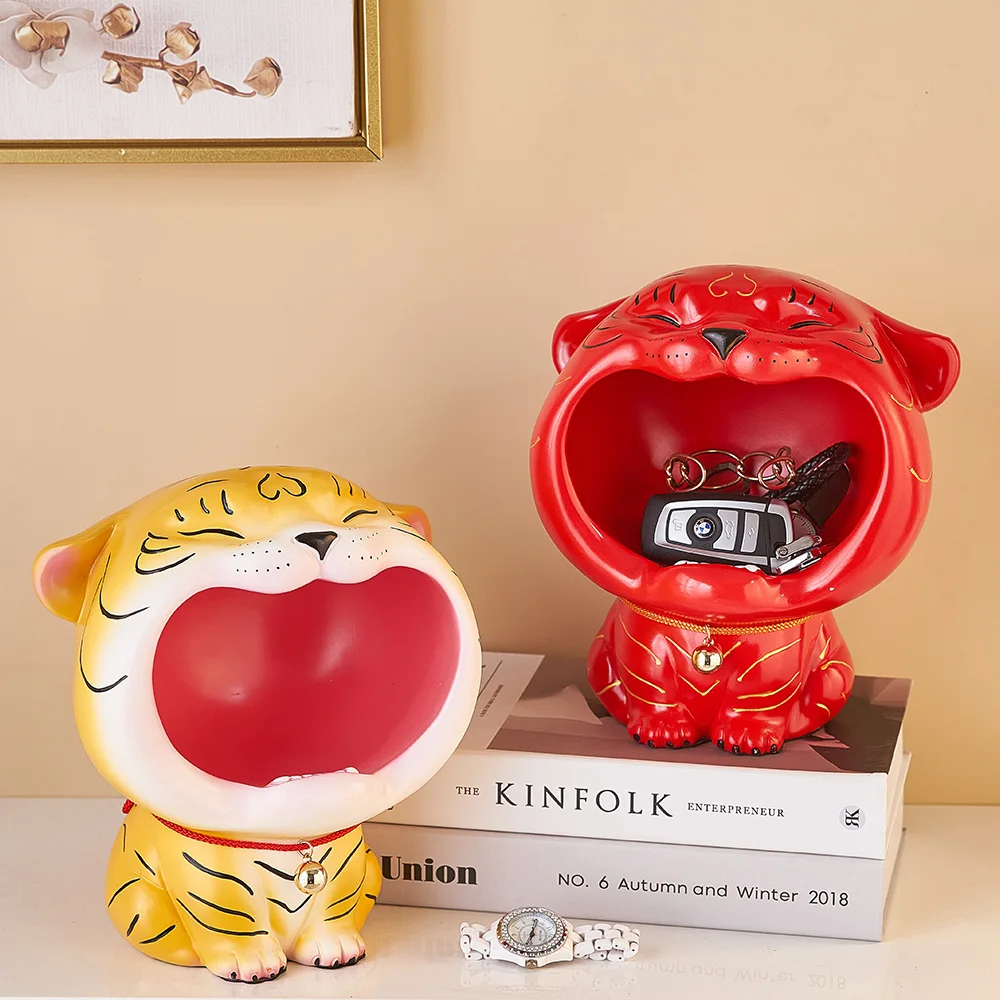 

Креативная большая коробка для хранения с тигром, украшение из смолы, декор для гостиной, коробка для конфет, органайзер для мелких вещей, ор...