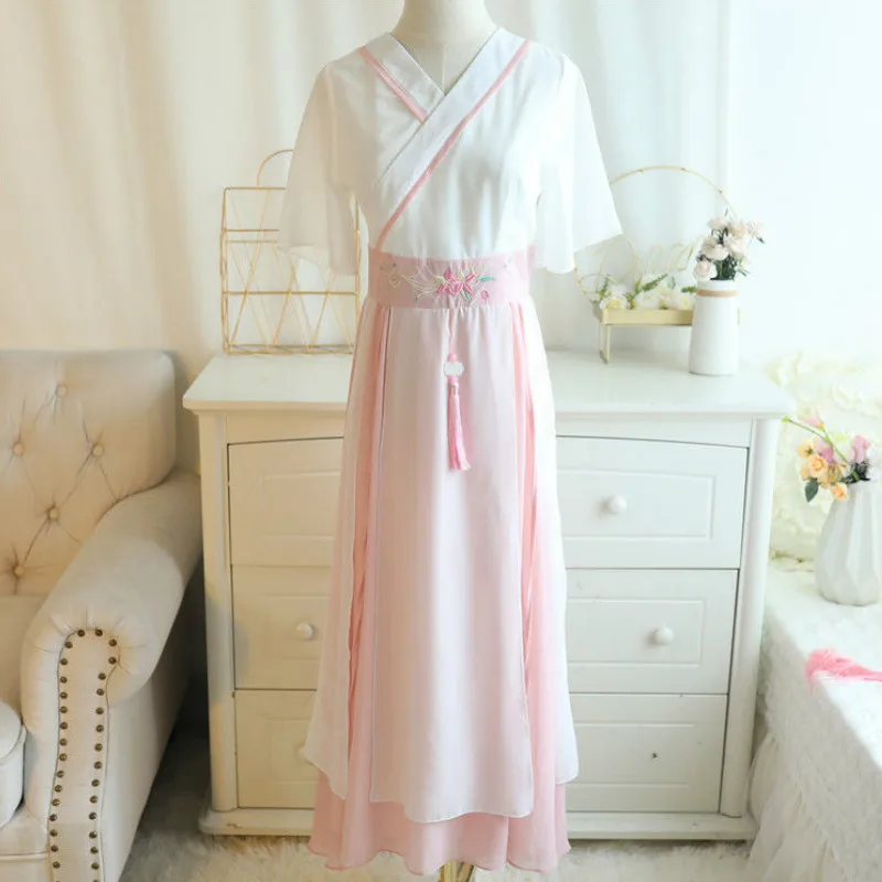 Новинка 2020 летние женские костюмы ханьфу в китайском стиле шифоновое сказочное