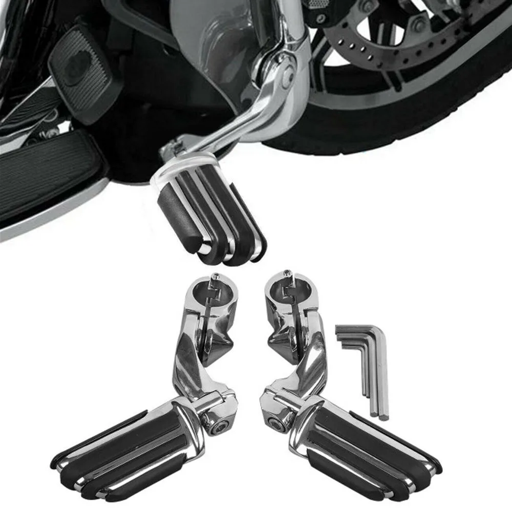 

Регулируемая прищепка для ног на шоссе с коротким углом 2,5 дюйма и кронштейном для защиты двигателя 1,25 дюйма Harley Road King Street Glide Fat Boy 883