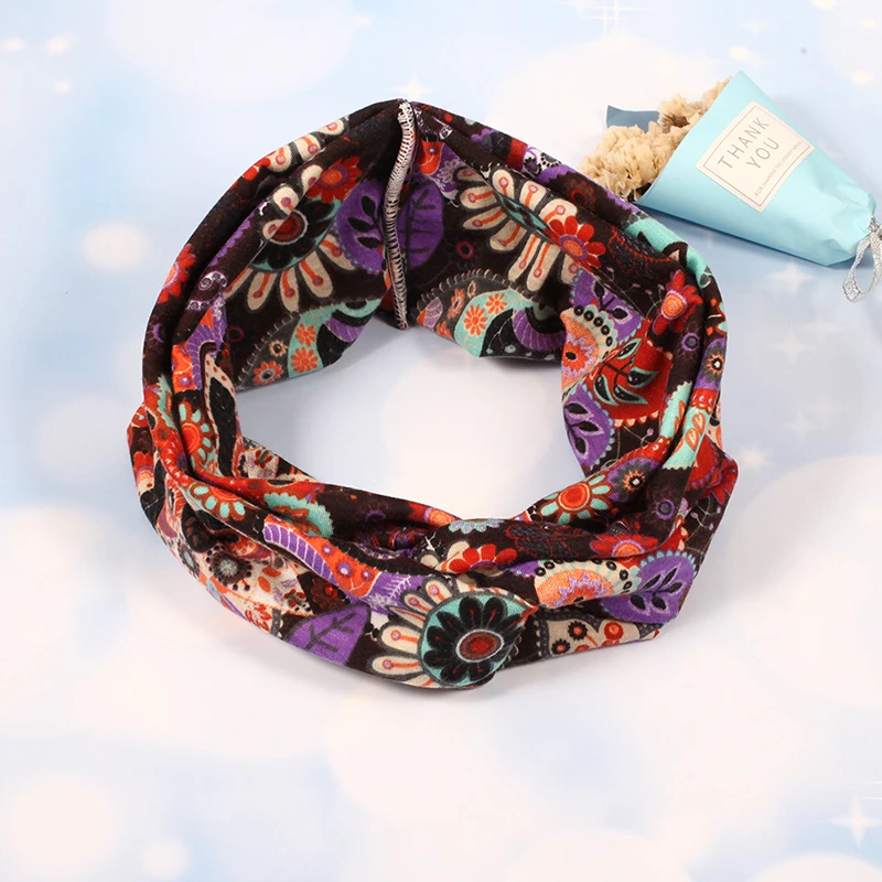 

Boho Flower Print Knot Headbands For Women Twist Elastic Wide Hairbands For Sport Yoga Turban Headwrap Girls Hair Accessories