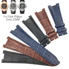 Ремешок для часов из воловьей кожи, 25 мм, черный, синий, коричневый, со складной пряжкой, кожаный ремешок для часов PATEK PHILIPPK Series