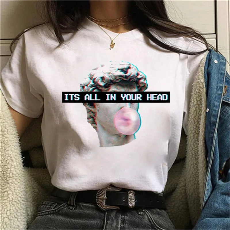 Michelangelo David Grunge футболка Женская Harajuku Эстетическая 90s Ullzang Футболка с принтом руки