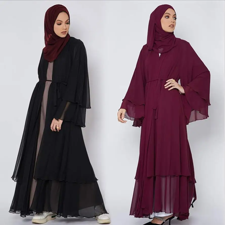 Лидер продаж, мусульманское платье джеллаба, имитация двух предметов, Абая, элегантные длинные мусульманские абаи, Женская скромная одежда,...