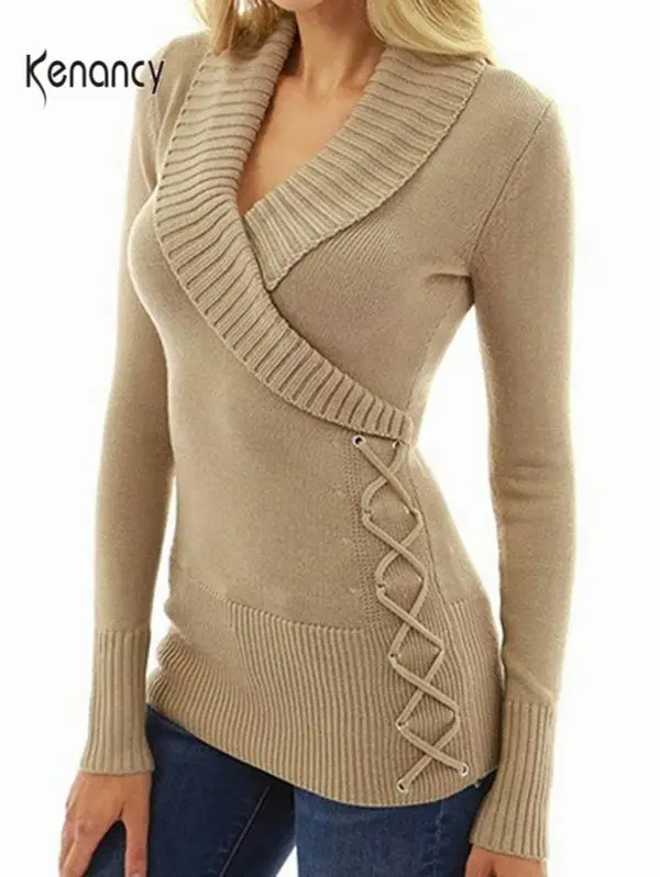 Свитер женский демисезонный трикотажный однотонный с длинным рукавом и