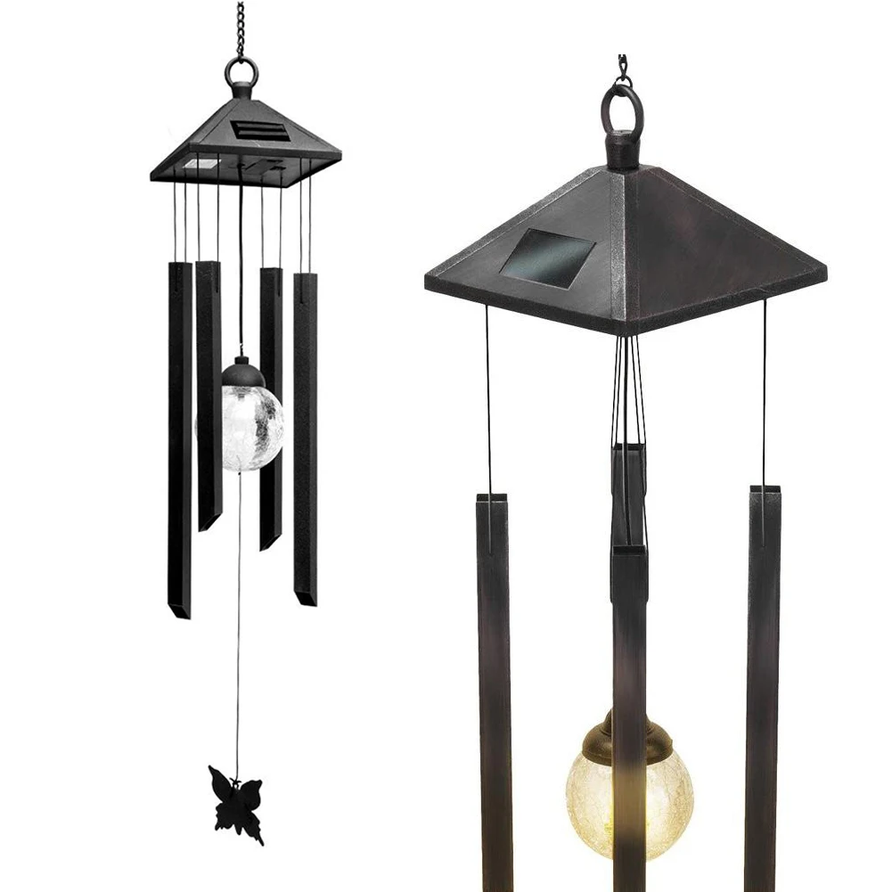 

LED Solar Power Wind Chime Light Garden Hanging Spinner Metal Tubes LED Colour Changing Lamp For Patio Yard Garde Outdoor