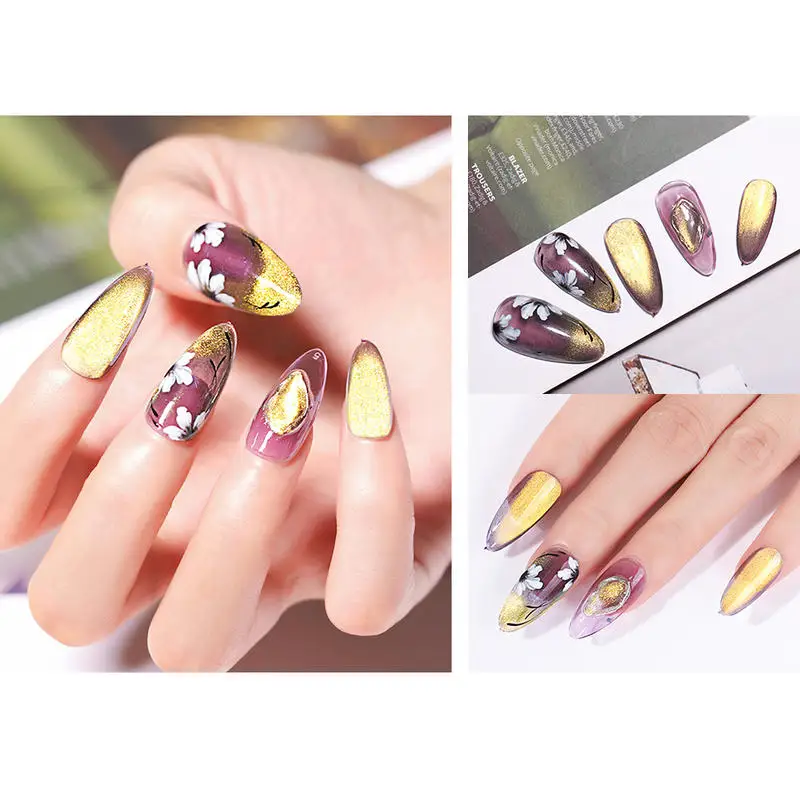 Belen Crystal Karat золотой лак для ногтей с эффектом кошачий глаз Магнитный замачиваемый