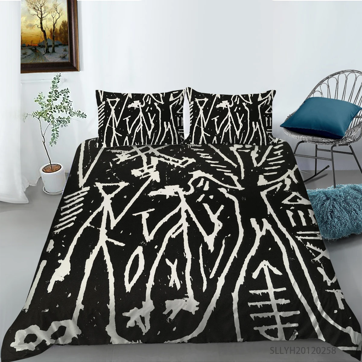 

Hot Sale Black Line Printing Bedding Set Duvet Cover Set with Pillowcases Home Textiles Bedroom Comforter Set