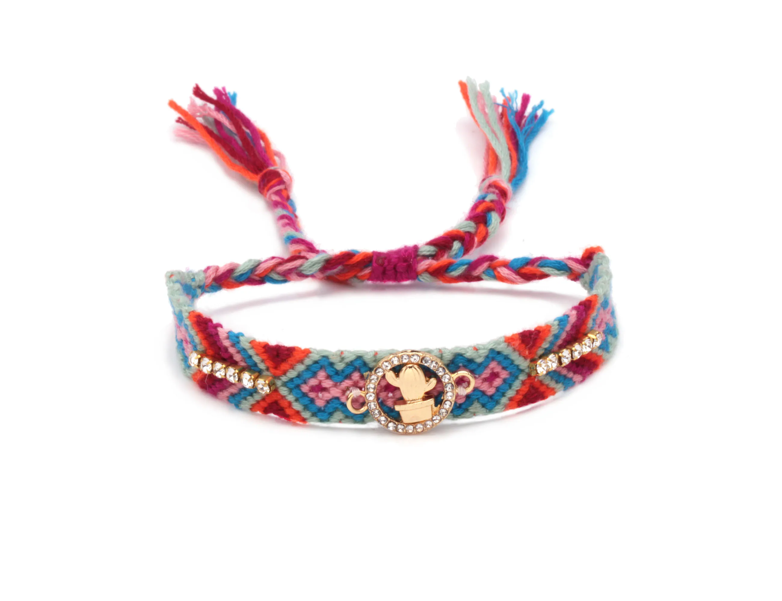 Boho Диаманте сглаза Круглый кактус очаровательный тканый браслет дружбы для