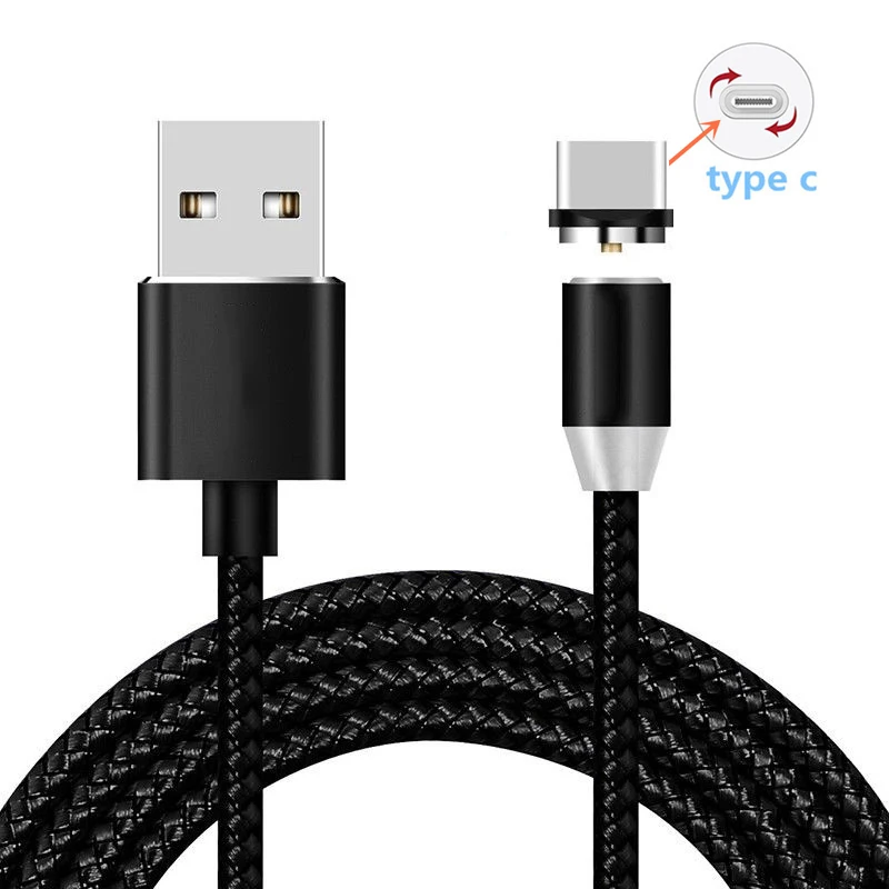 Магнитный кабель USB Micro usb type C для Honor 10 9 8 Lite Honor 8A 8S 8X 8C 6C 7C 7A Pro 8X Max QC 3,0 Быстрая зарядка - Цвет: Type C Cable Black