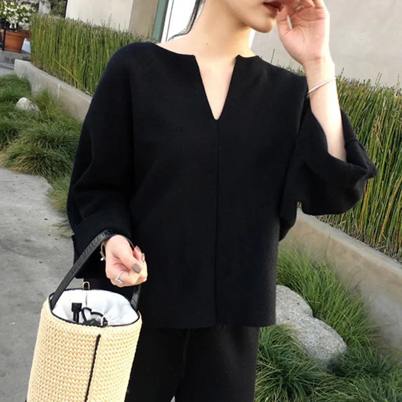 Mozuleva свободные трикотажные свитера 2 шт. Комплект женский спортивный костюм 2019