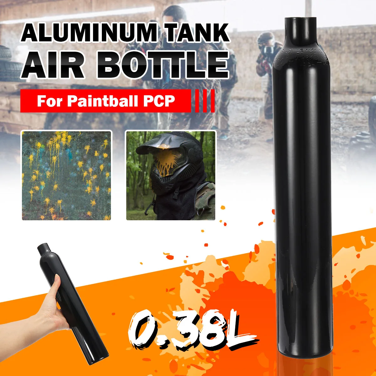 

NEW 3000PSI 0.38L Aluminum Tank Air Bottle 5/8"-18 UNF For Paintball PCP