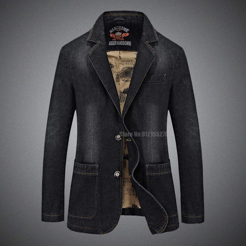 

Джинсовая куртка мужская приталенная, Модная Джинсовая куртка, повседневный ковбойский Блейзер, вареная джинсовая куртка, пальто, одежда н...