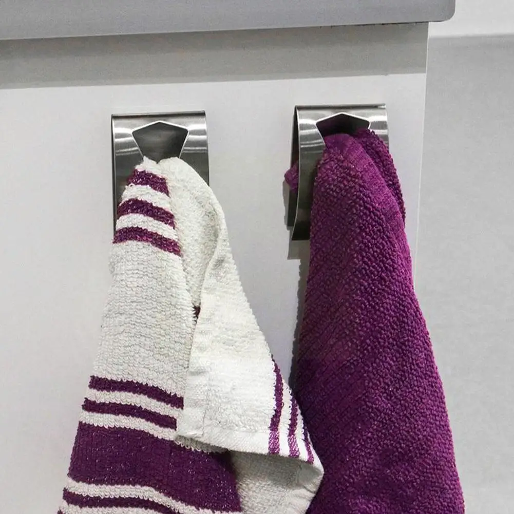 

2pcs Steel Self Adhesive Hardware Clip Hanger Bathroom Hooks Mounted Towel Towel Wall Household Storage Rack Holder I1L3