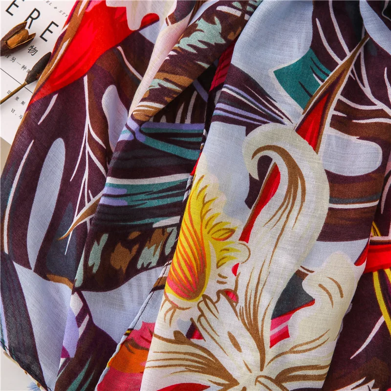 

2020 New Style Cotton Linen Printed Versatile Beach Towel Tassels Sun-resistant Silk Scarves Shawl Women's luxury brand