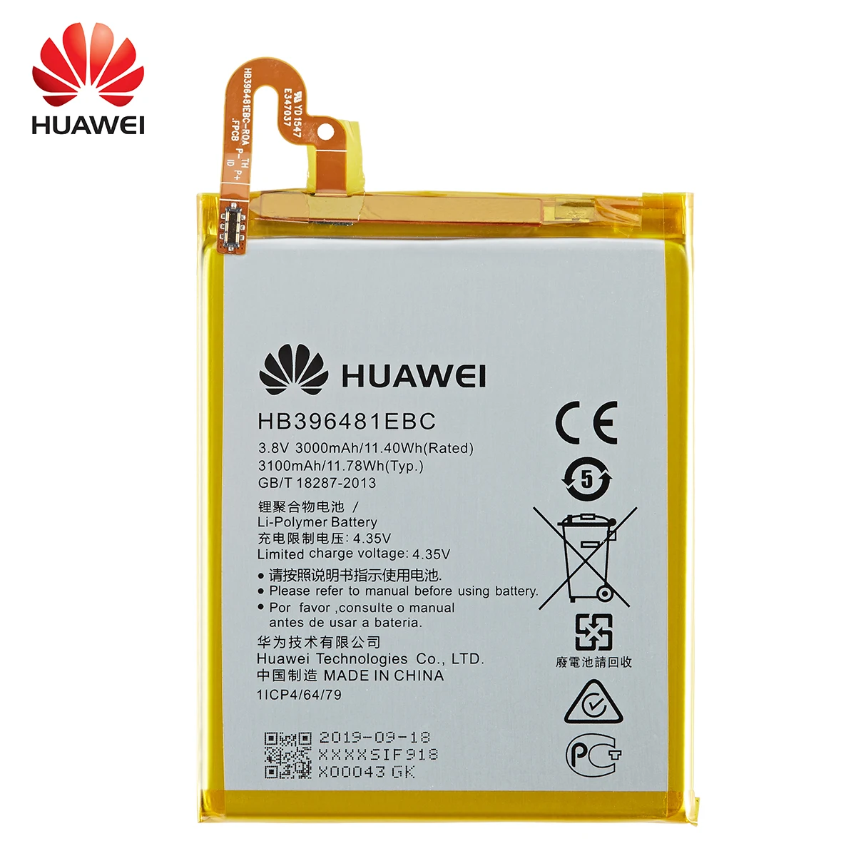 100% Orginal HB396481EBC Battery For Huawei ASCEND G7 PLUS HONOR 5X 5A G8 G8X 5C 7C 7A 8 9 10 Lite Pour Smart 2019 Y5 C8816