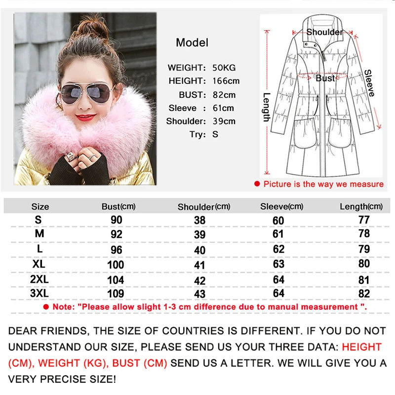 

Women winter jackets long warm coat Silver color style female jacket Wide fur collar 2019 ladies parka abrigos mujer invierno