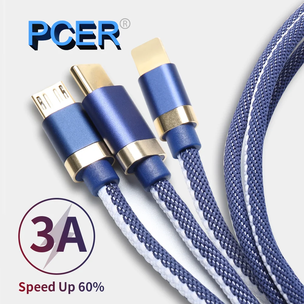 PCER 3 в 1 USB кабель для iPhone samsung Xiaomi мульти Быстрая зарядка Micro мобильного телефона usb