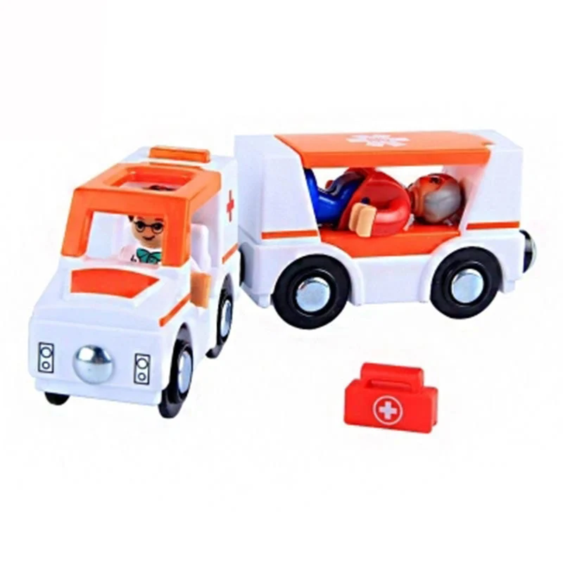 

Gift for Children Alarm Bells Button Ambulance Compatible with Wooden BRIO Tracks Birthday Gift Toy for Kids Track Car