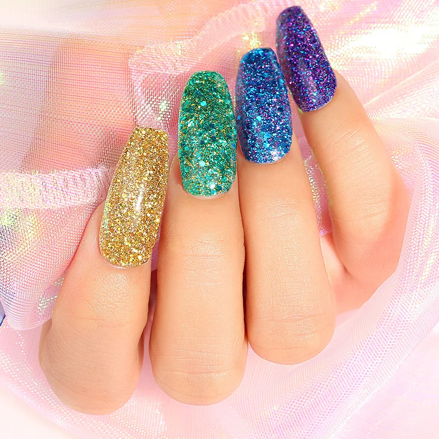 Modelones Блестящий погружающийся порошок для дизайна ногтей Holo Dust украшения