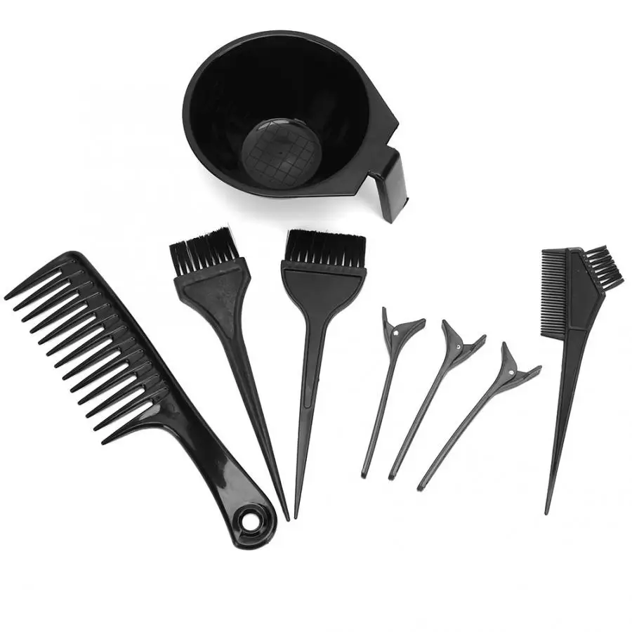 8pcs Hair Dyeing Tool Coloring Kit Salon Brush Comb Bowl Sectioning Clips Set Black Hairdressing 4 | Красота и здоровье