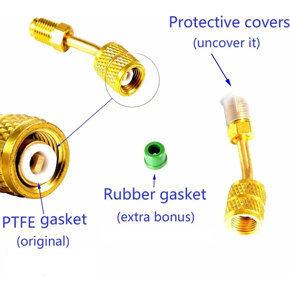 R410a Brass Shut Valve Conditioner Refrigerants Adapter For Mini Split HVAC System 5/16" Female Quick Couplers 1/4" Male Flare |