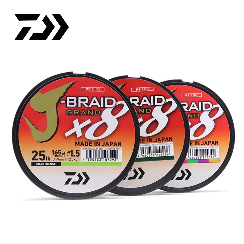 

DAIWA Genuine J-BRAID GRAND Fishing Line 135M 150M 8 Strands Braided PE Line Fishing Tackle Accessory 10LB - 60LB Made in Japan