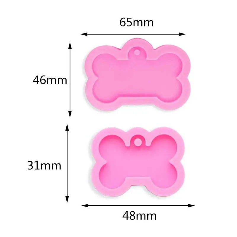 

2 Sizes DIY Dog Tag Bone Shaped Keychain Casting Silicone Mould Crafts Crystal Mold Chain Epoxy Making Resin Pendant Tools N7V0