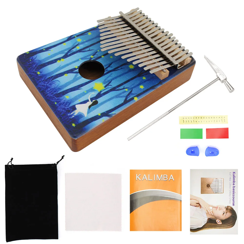 17 клавиш Kalimba портативное Деревянное пианино для большого пальца Mbira с цветным