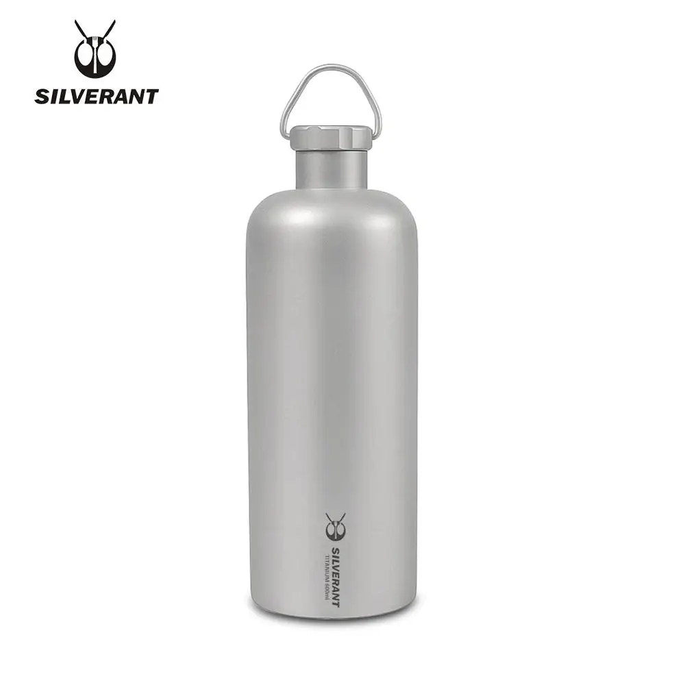 저렴한 Silverant 400 미리리터 / 600 미리리터 순수 티타늄 물 병 초경량 마시는 용품 튼튼한 병 티타늄 커버 야외 캠핑 하이킹