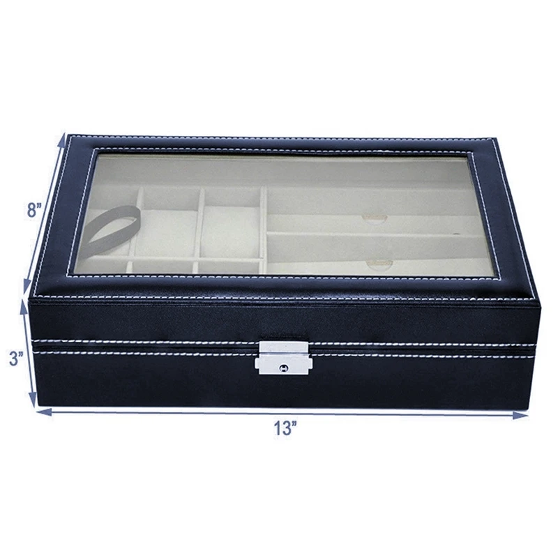 

9 Grids Watch Box Leather Glass Box Storage Box Luxury Jewelry Display