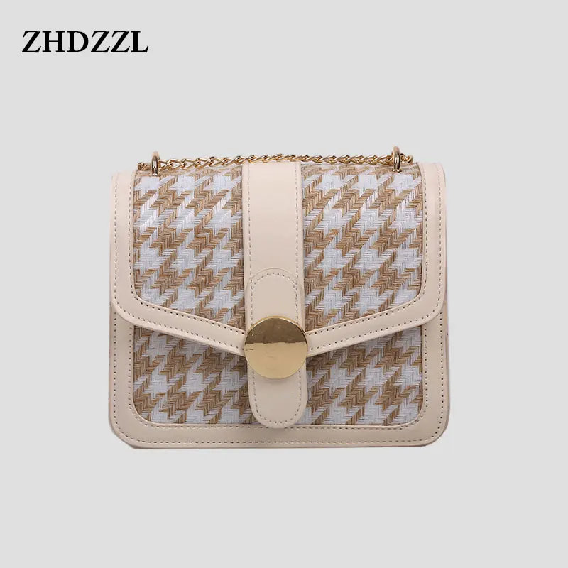 

Women's Fashion Houndstooth Envelope Bag Retro Lattice Flap Messenger Bag for Ladies Trendy Shoulder Clutch with Crossbody Strap