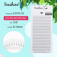 seashine long stem 2d 3d 4d 0 05mm thickness mix length premade fans natural soft russian volume lash extensions eyelashes