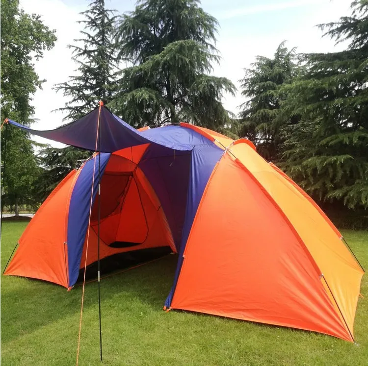 orange 5-6persons класса люкс 2 номер 1 зал большой двухъярусный семья палатки для кемпинга на открытом воздухе без нижней алюминиевый коврик - Цвет: orange