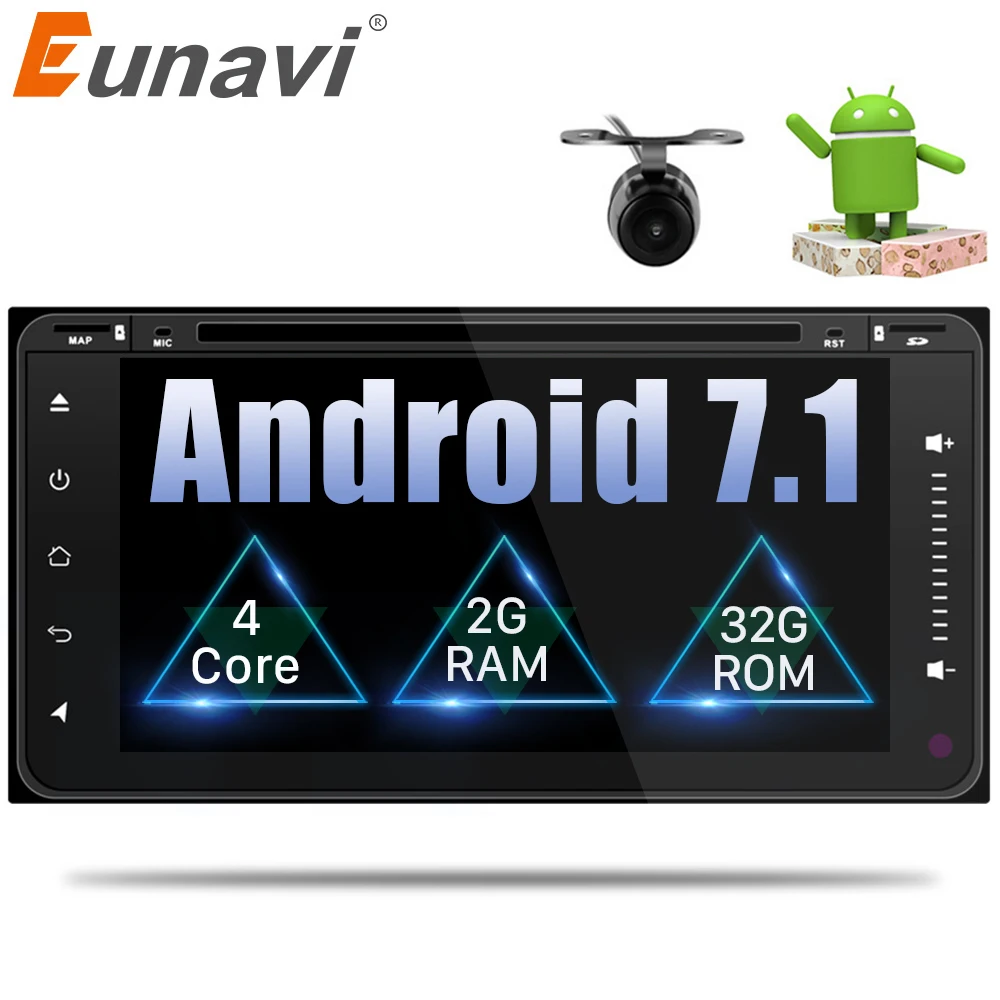 Автомагнитола Eunavi 2 Din Android 7 1 DVD плеер радио стерео GPS навигация для Toyota Hilux Vios Old Camry