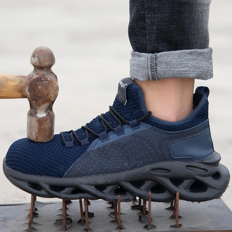 

Air Mesh Steel Toe Safety Shoes Men Breathable Working Shoes Puncture-Proof Non-slip Safety Boots Lightweight Sneakers