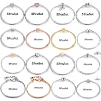5pcslot high quality snake chain charm bracelets fit diy original diy beads bracelets bangle for women jewelry making wholesale