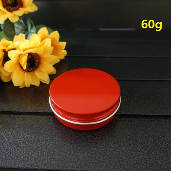 

60g Red Round Small Aluminum Box Metal Tin Cans 60ml Empty Cosmetic DIY Cream Refillable Jar Tea Aluminum Pot Empty Containers
