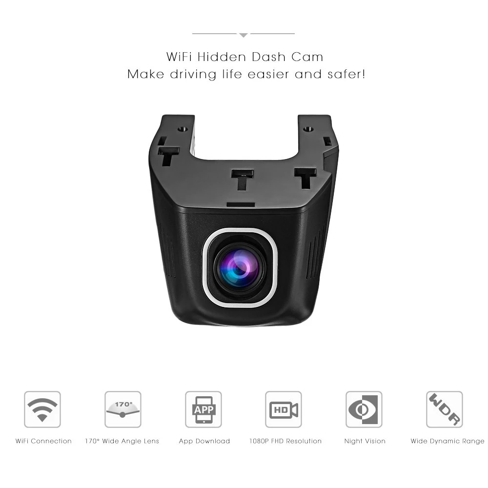 Автомобильный видеорегистратор Wi-Fi 1080P Full HD с двумя объективами и камерой заднего