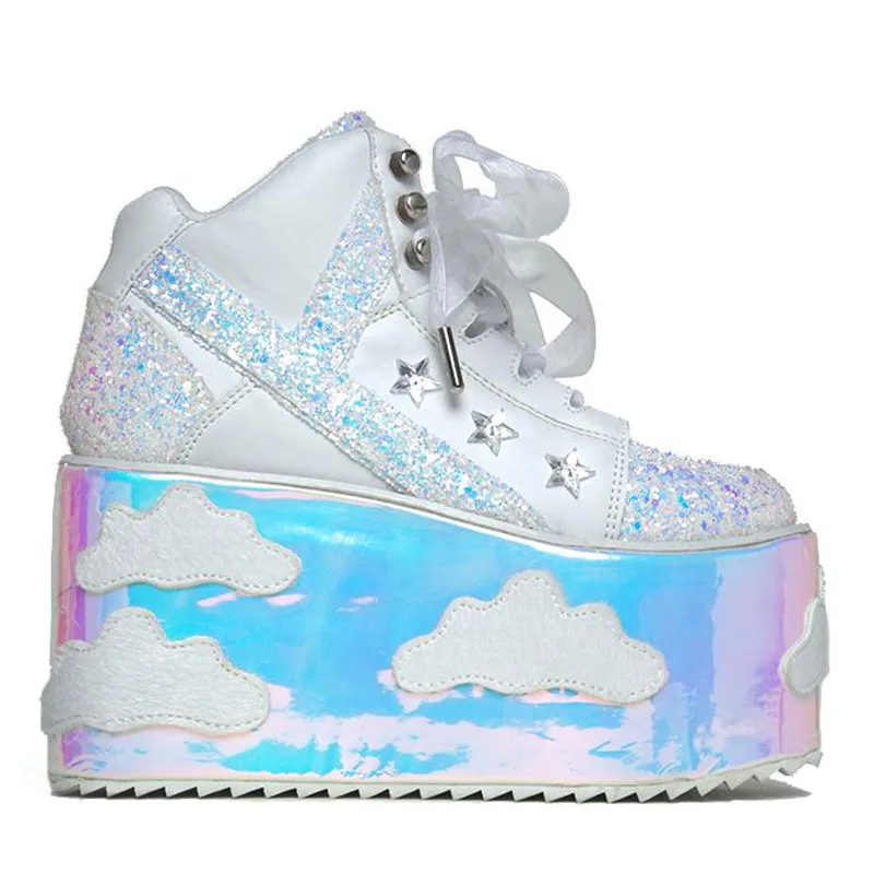 Расшитые блестками женские туфли лодочки на платформе Обувь Сезон лето