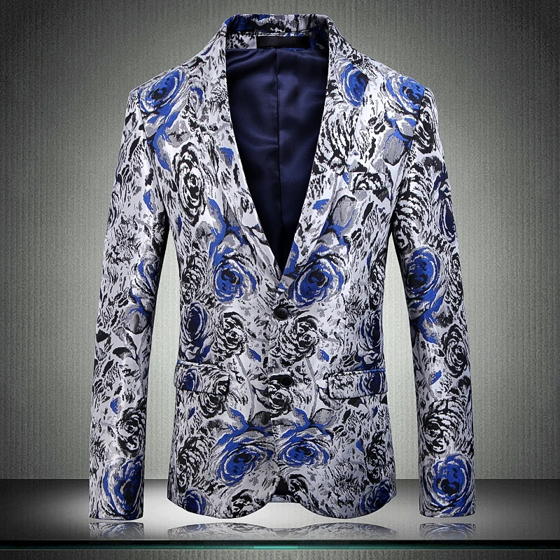 

2021 Mens Blazer Luxury Jacquard Single Breasted Prom Blazers Men Fashion Slim Fit Party Wedding Male Blazer Plus Size 5xl
